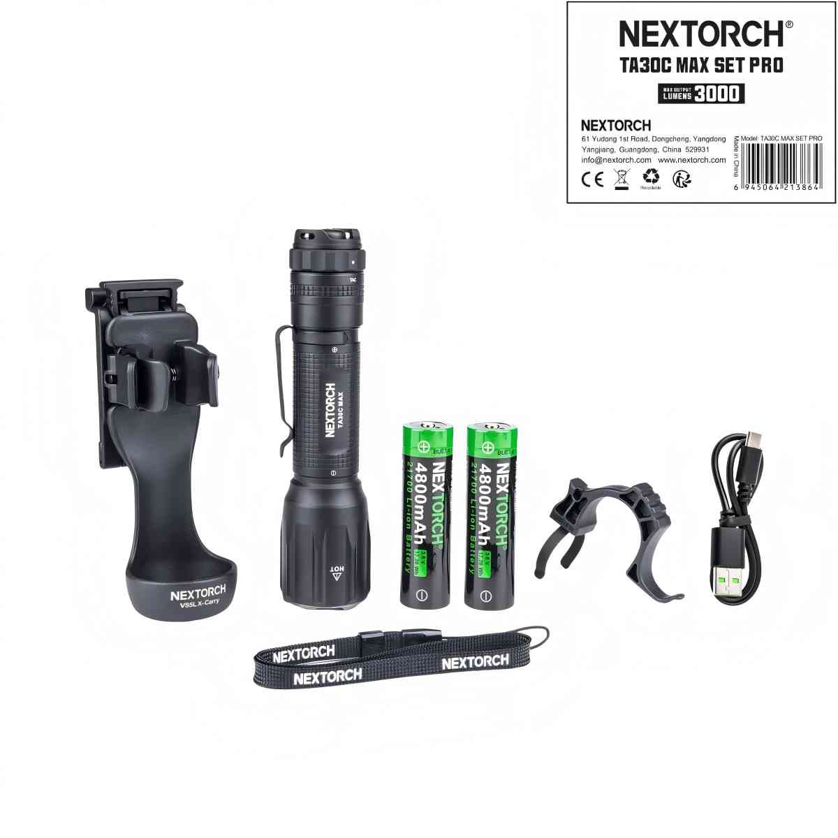 Nextorch TA30C MAX 3000 Lumens One-step Strobe Tactical Flashlight