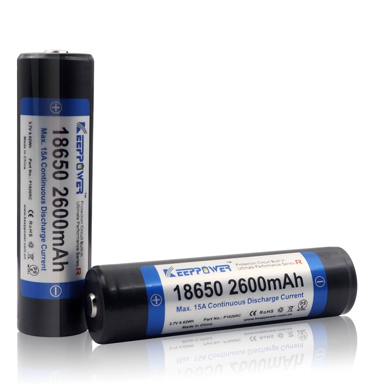 Keeppower P1826RC 18650 2600mAh 15A Protected Li-ion Rechargeable Battery