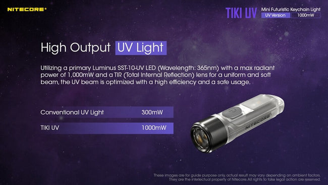 Nitecore TIKI UV 1000mv Rechargeable UV Keychain Flashlight