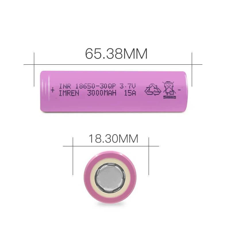 IMREN 30QP 18650 3000mAh 15A Rechargeable Lithium Battery