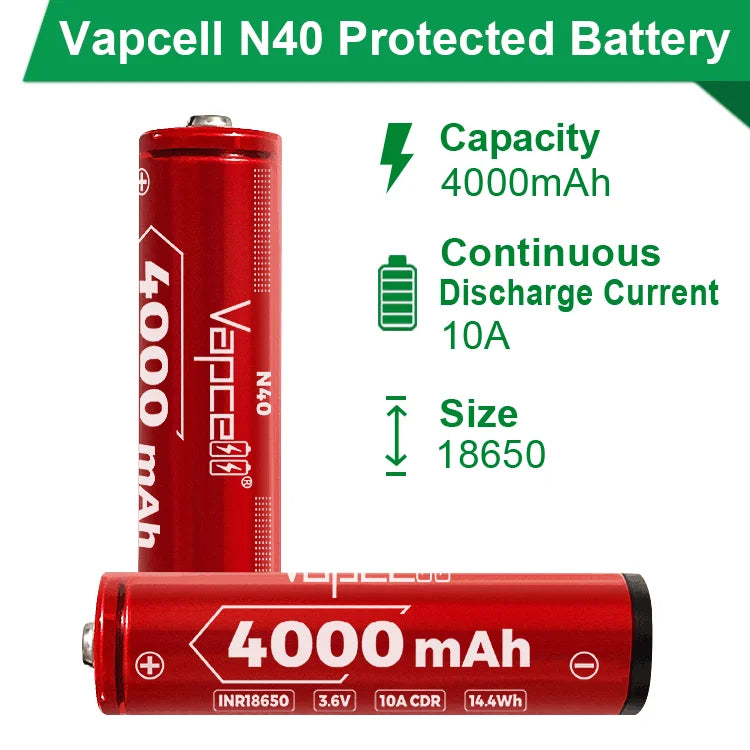 Vapcell INR18650 N40 4000mah Battery 10A