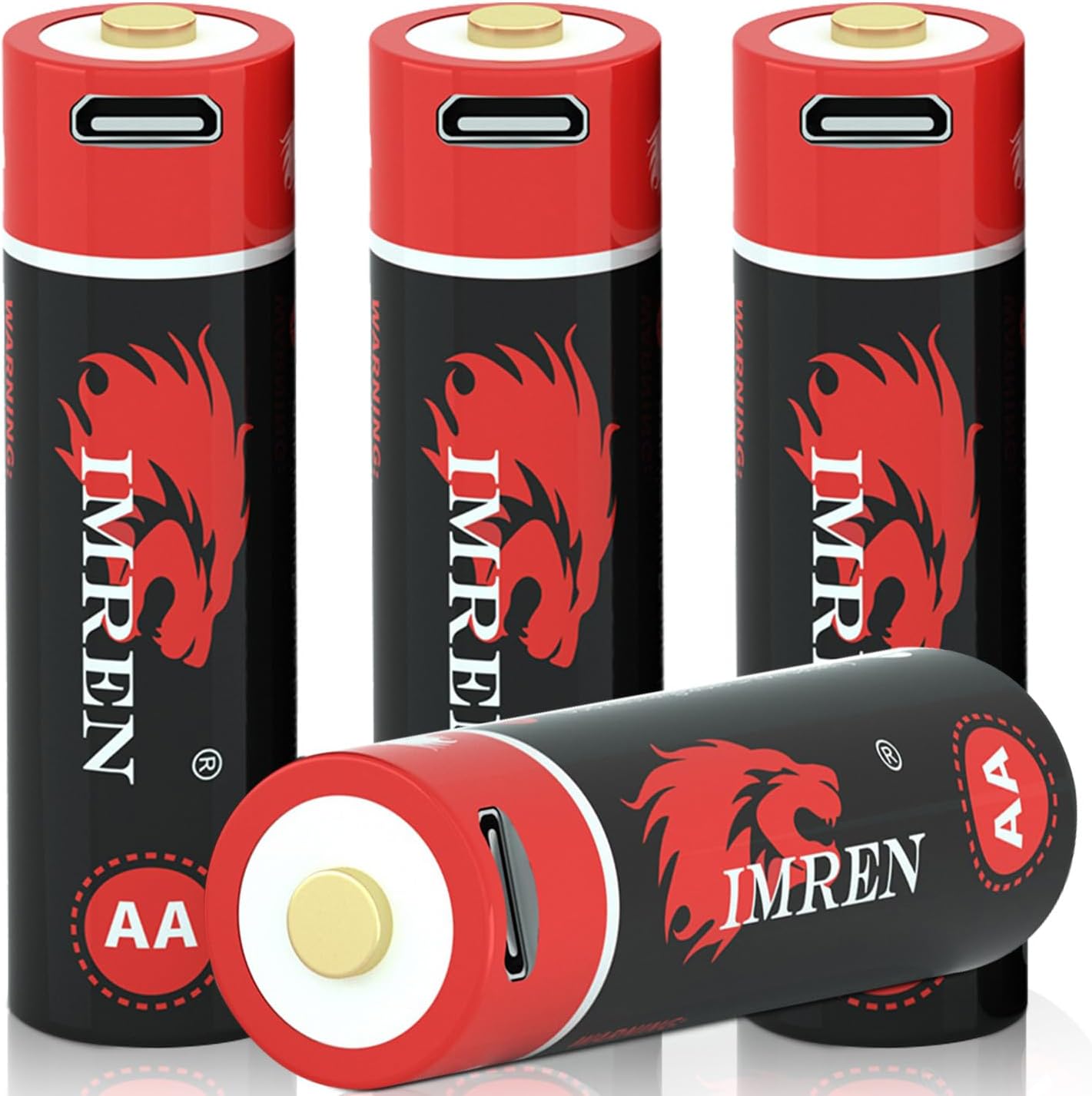 IMREN 1.5V AA 2800mWh Micro-USB Port Rechargeable Lithium Battery