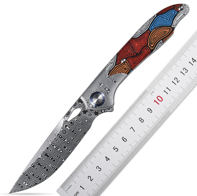 Sitivien ST258 Damascus Steel G10 Handle Folding Knife