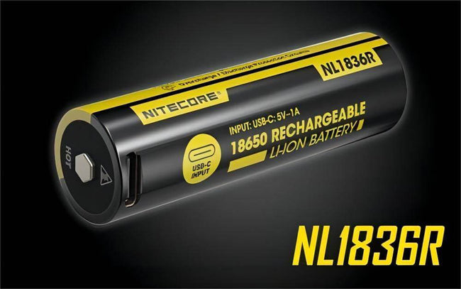 Nitecore NL1836R 3600mAh USB-C Rechargeable 18650 Battery