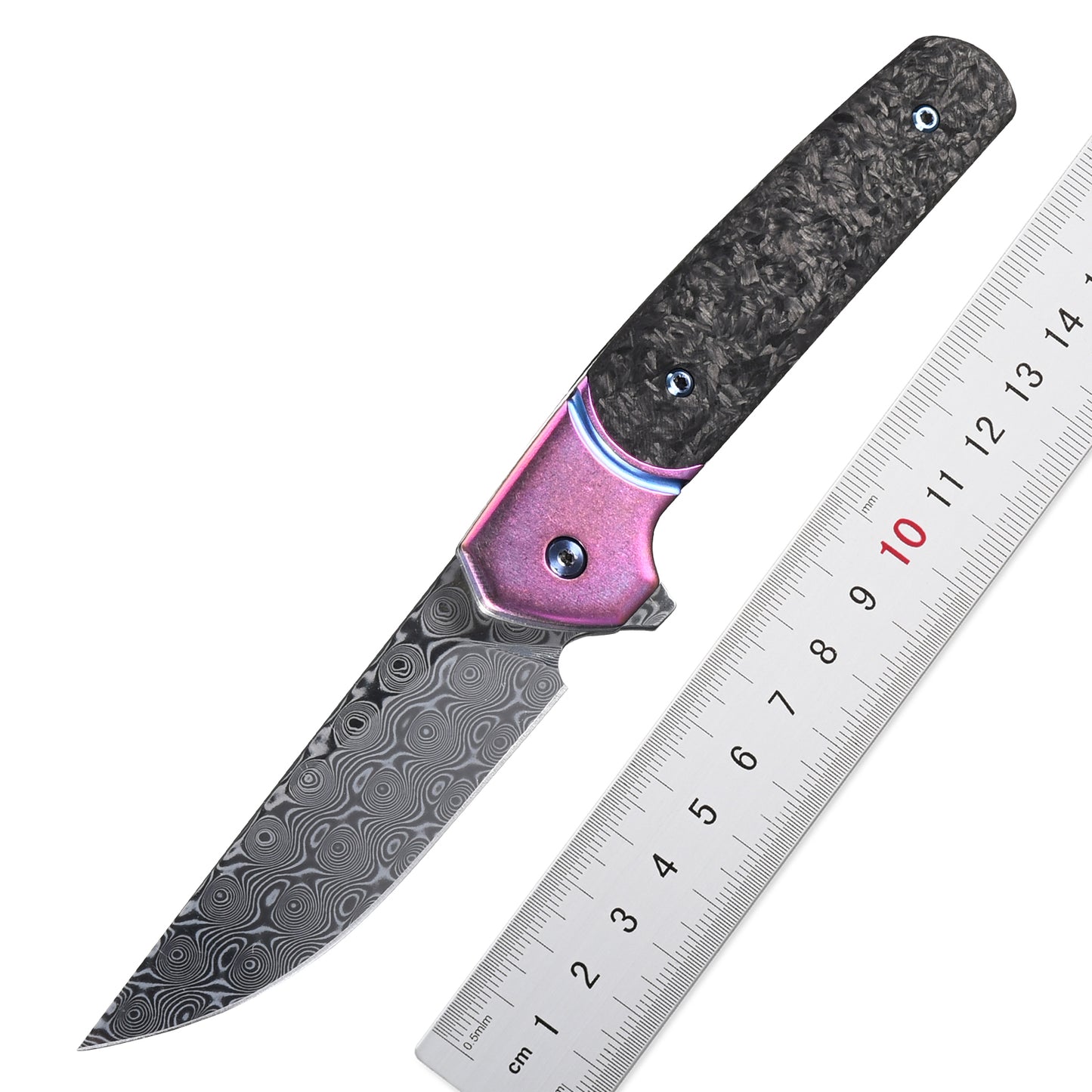 Sitivien ST252 Damascus Blade Carbon Fiber Handle Folding Knife