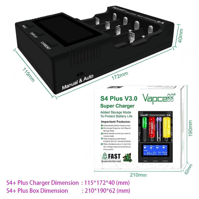 Vapcell S4 Plus V3 Fast Battery