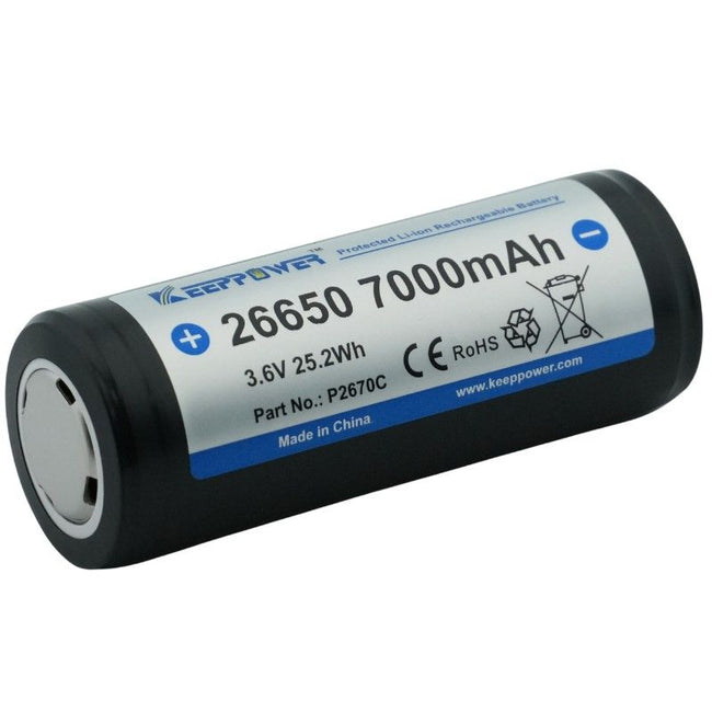 Keeppower P2670C 7000mAh  26650 Protected 3.6V Li-ion Rechargeable Battery