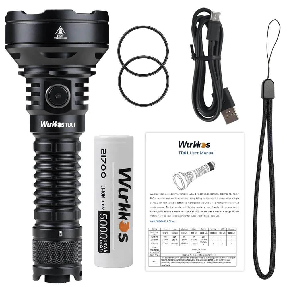 Wurkkos TD01 2200LM Tactical Flashlight
