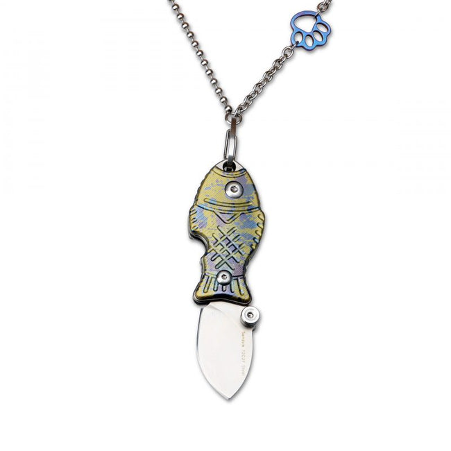 Sanrenmu Necklace 12C27 Blade TC4 Handle Folding knife