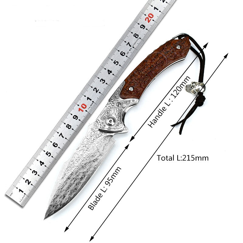 Night Stalker Moon Pono High Hardness Damascus Folding knife