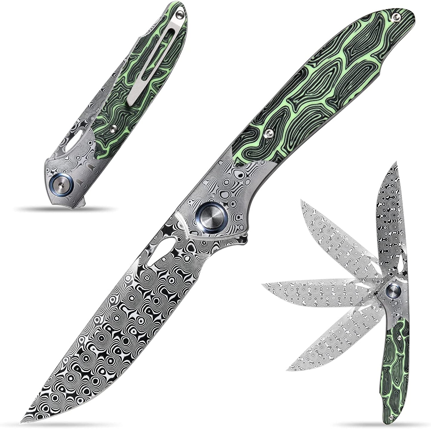Sitivien ST258 Damascus Steel G10 Handle Folding Knife