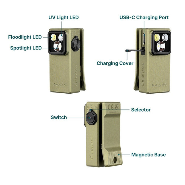 Olight Oclip Ultra Clip-On EDC Light with Flood, Spot, and UV Modes