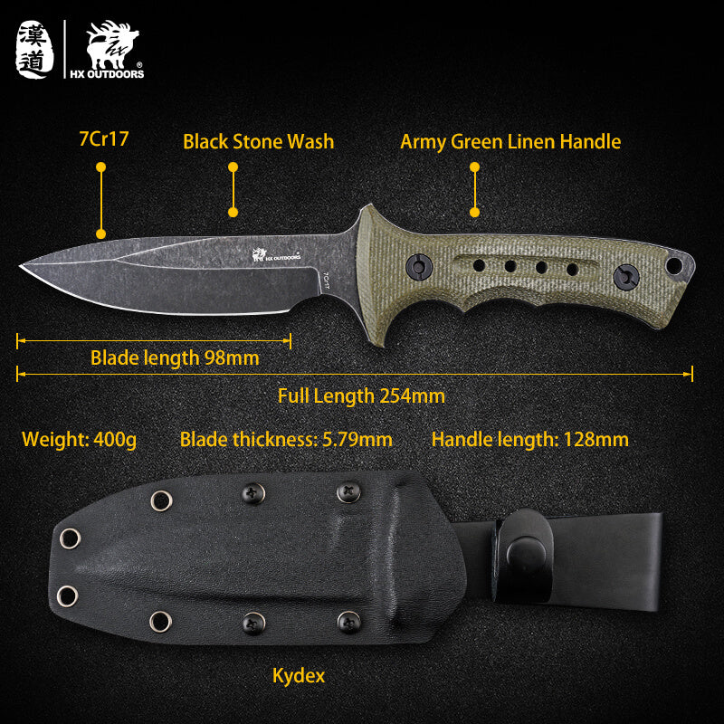 HX OUTDOORS Rangers 7cr17 Full Tang Hunting Army Knife