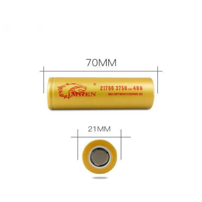 IMREN 21700 3750mAh 40A Rechargeable Lithium Battery