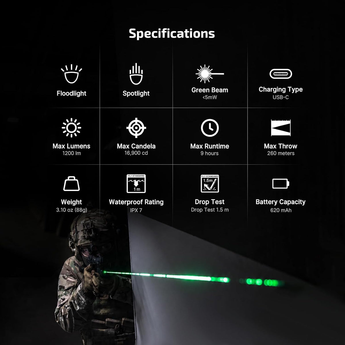 Olight PL-X GL Dual-Beam Weapon Light with Green Laser