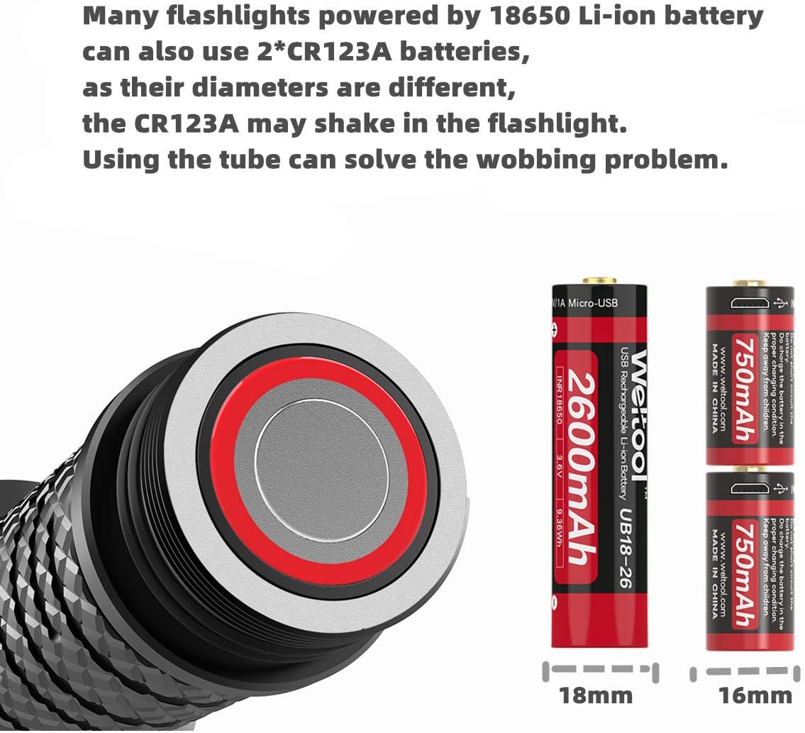 Weltool BB2 Aluminum Alloy CR123A Battery Tube