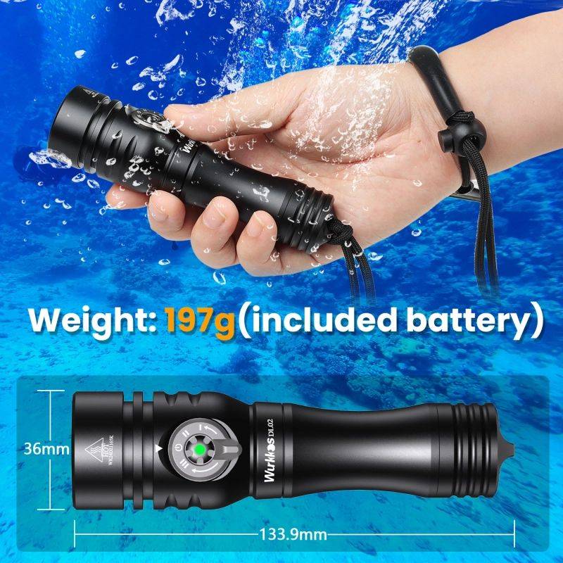 Wurkkos DL02 3000 Lumens Amphibious Diving Flashlight