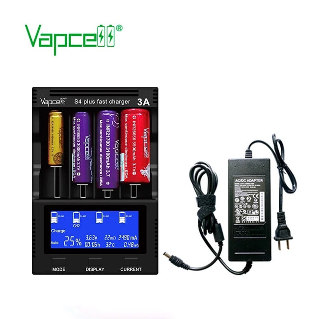 V3.0 Vapcell version S4 plus fast battery charger 3A 4 slot