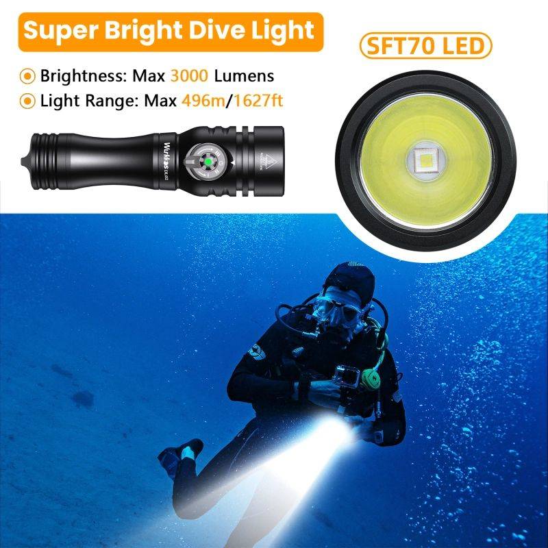 Wurkkos DL02 3000 Lumens Amphibious Diving Flashlight