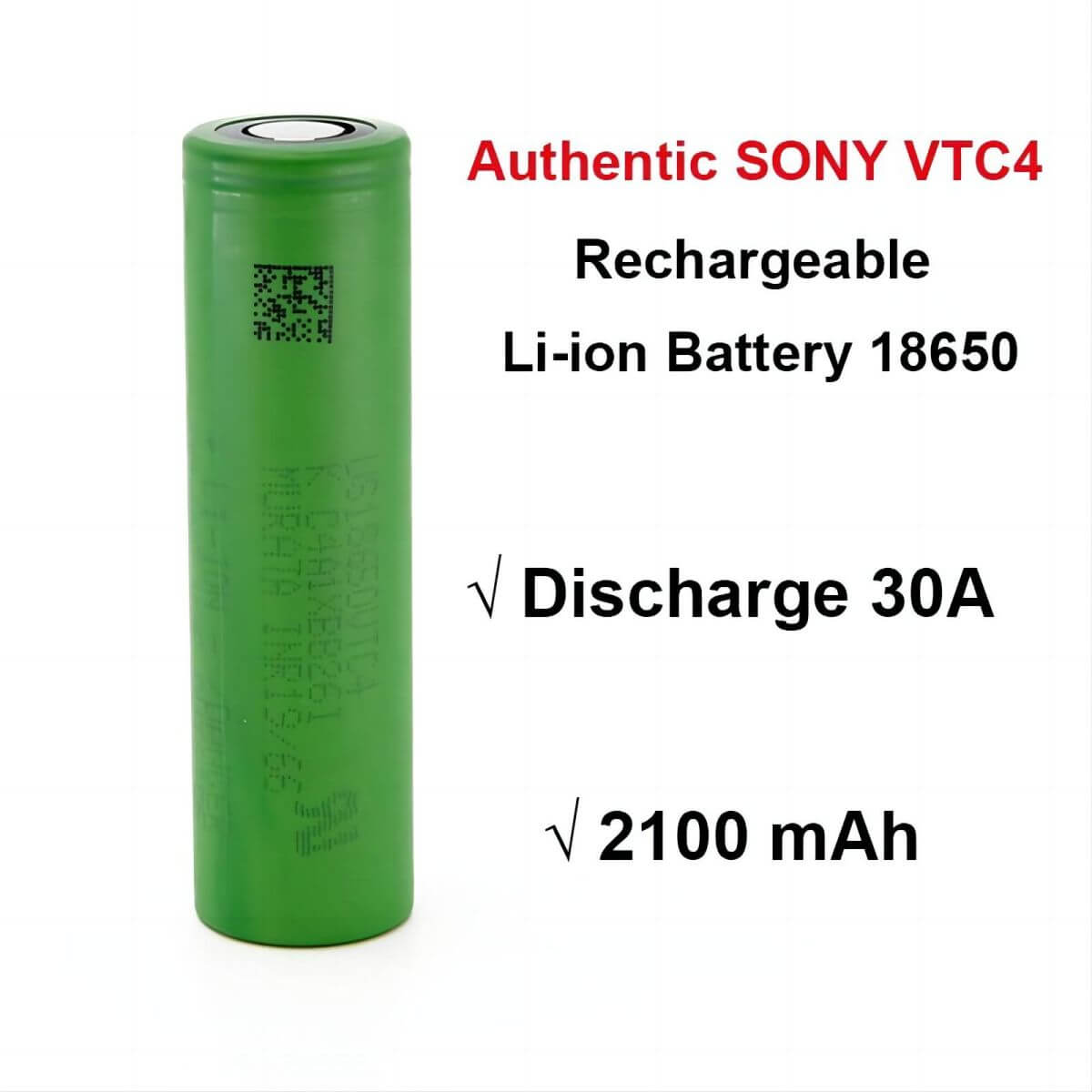 Sony Murata VTC4 18650 2100mAh 30A Battery – flashlightgo
