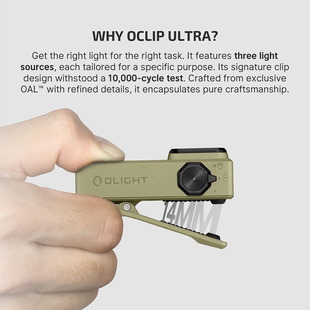 Olight Oclip Ultra Clip-On EDC Light with Flood, Spot, and UV Modes