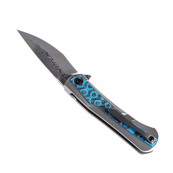 Kansept Kratos Carbon Fiber Handle Damascus Folding Knife