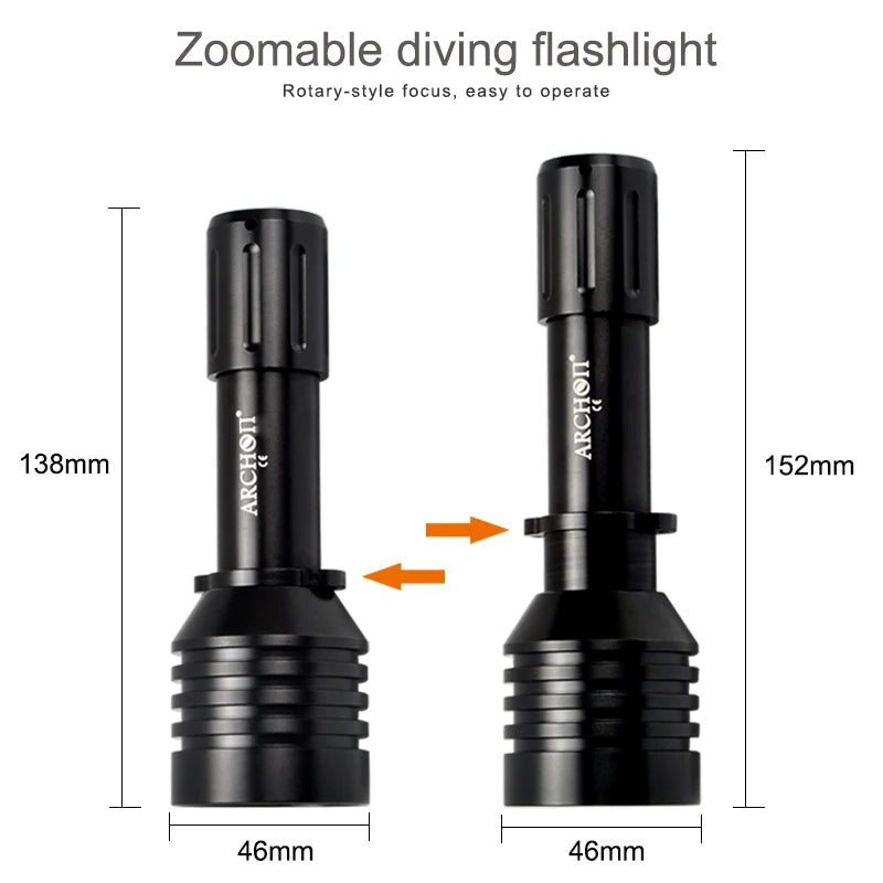 ARCHON D10U Zoom diving flashlight