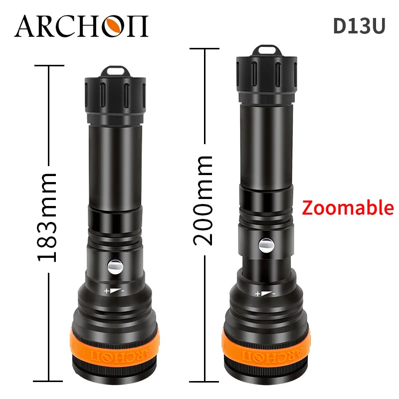 ARCHON D13U Zoomable Diving Flashlight
