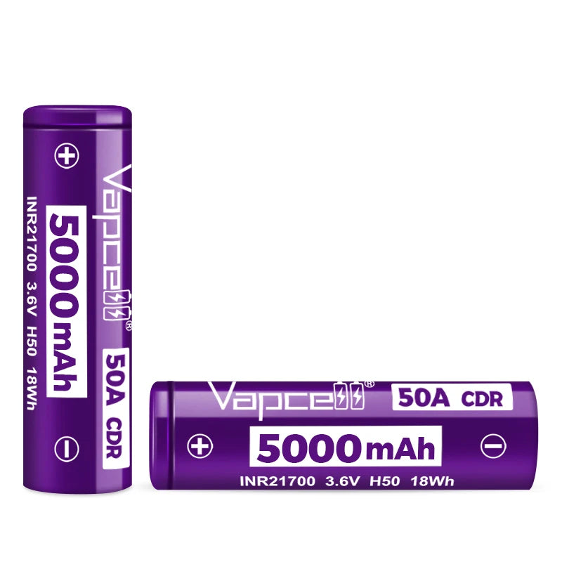 Vapcell H50 INR21700 5000mah 50A High Power lion Rechargeable Battery Cell
