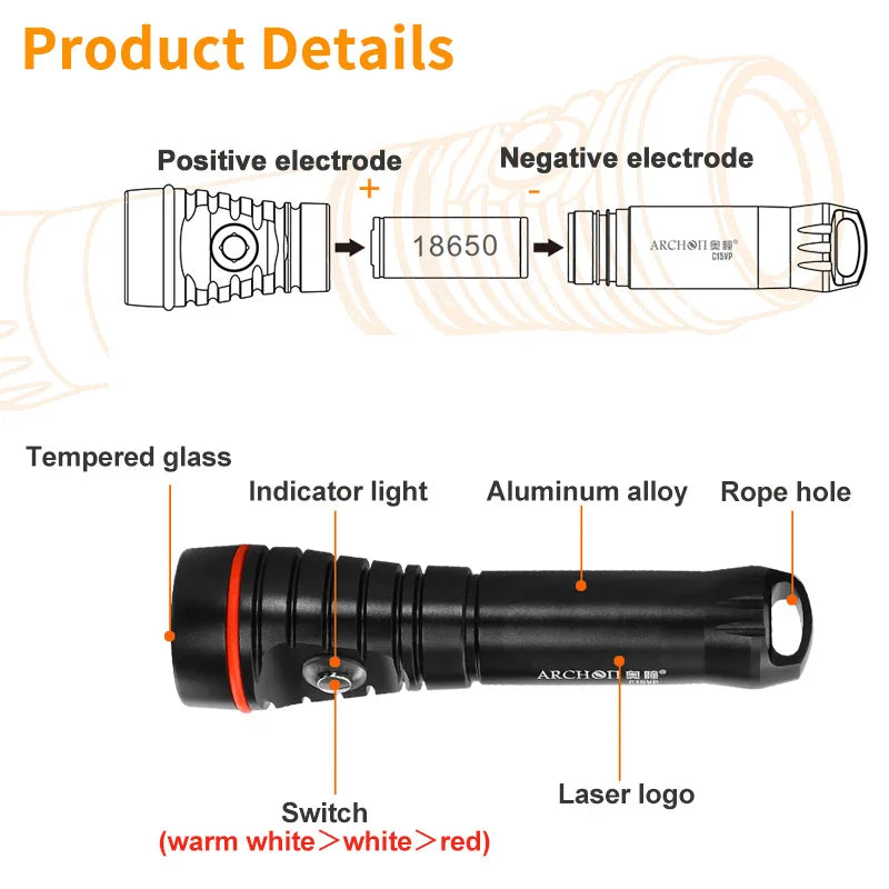 ARCHON C15VP 5500K 1300lumen diving video lights