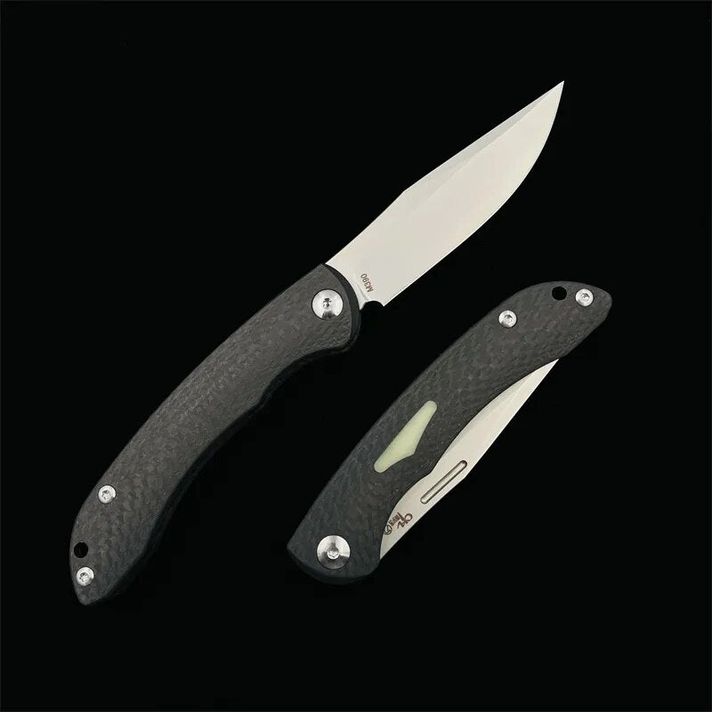 CH Flipper M390 steel Blade Carbon Fiber Folding Knife