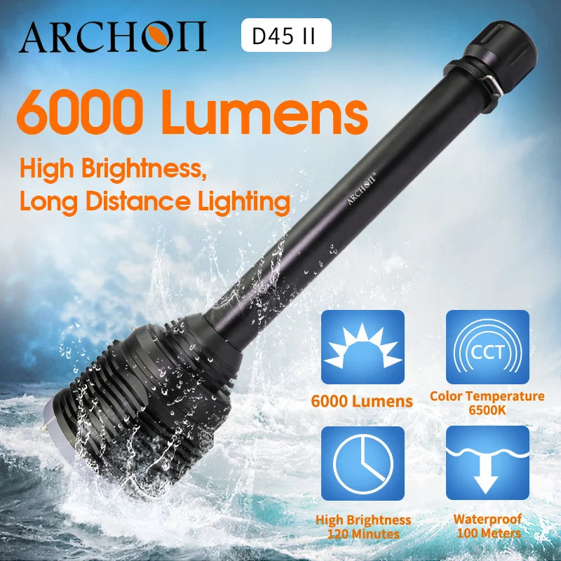 ARCHON D45 II 6000 lumen Large diving flashlight