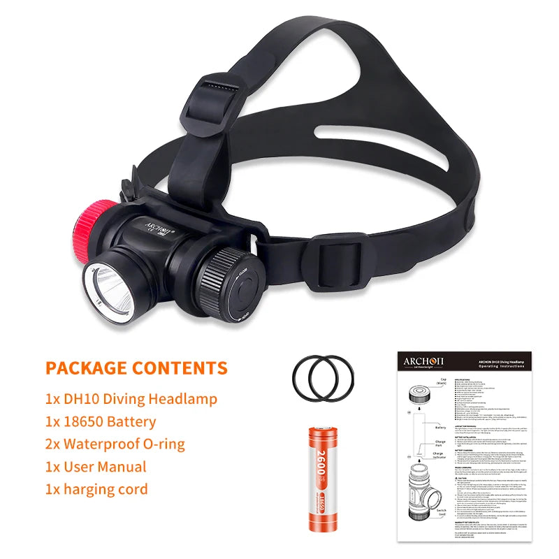 ARCHON DH10 6500K diving headlamp 1000 lumen diving headlight