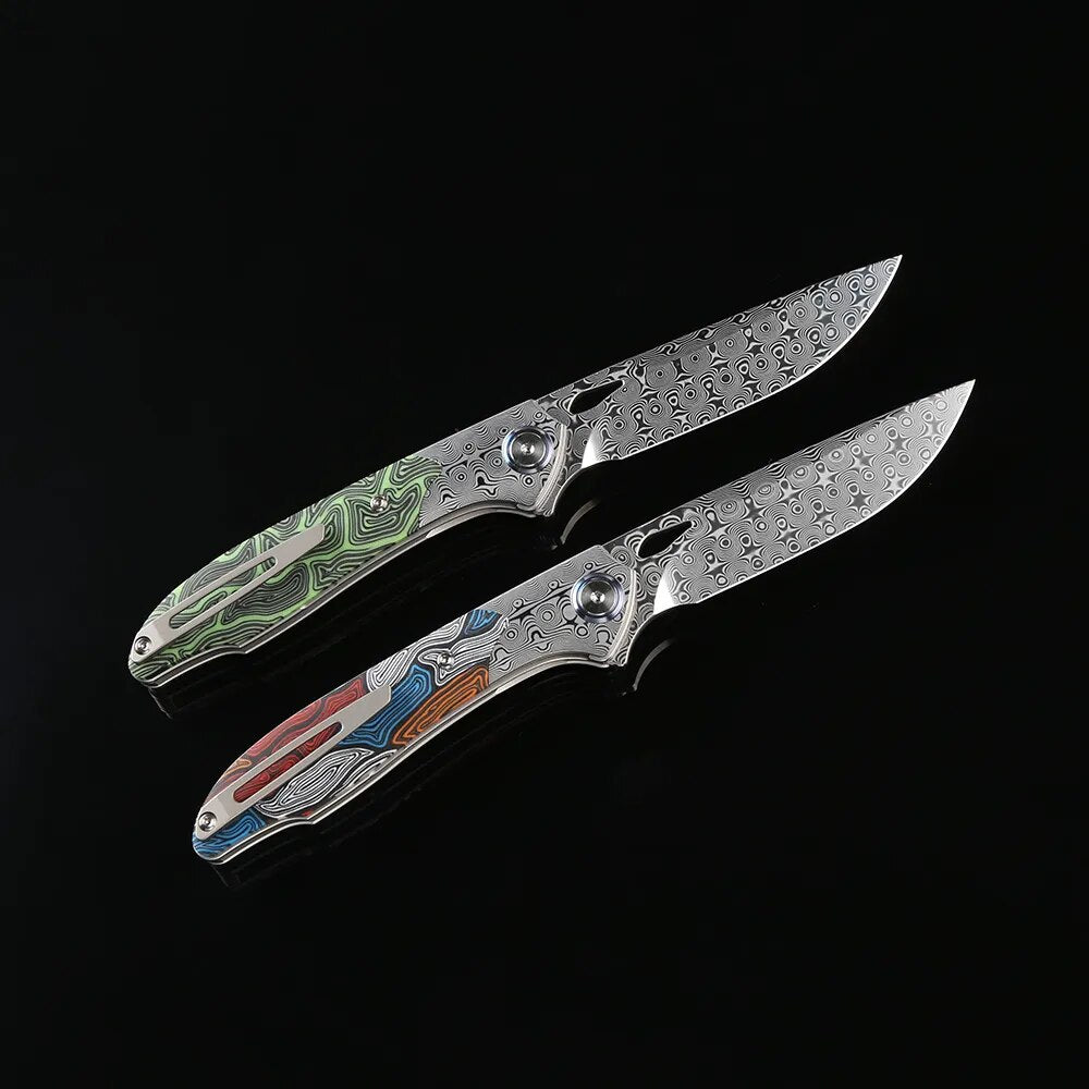 DICORIA ST-02 Damascus Blade G10 Handle Tactical Folding Knife