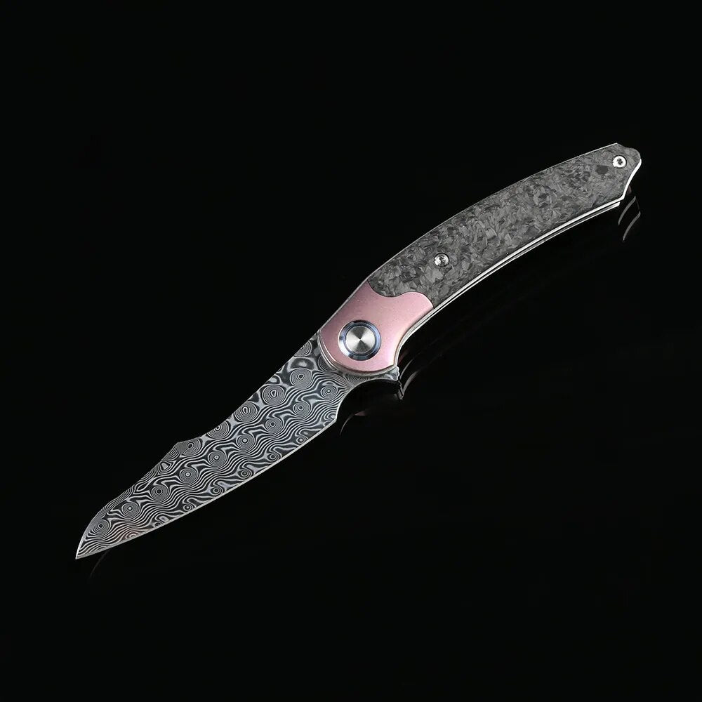 DICORIA ST241 Damascus Blade Carbon Fibre Handle Folding Knife
