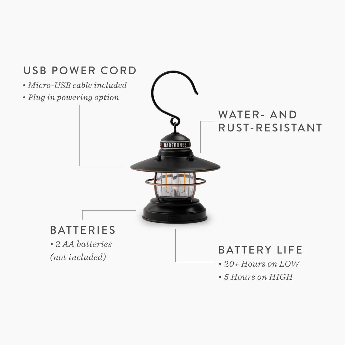 Barebones Edison Mini Vintage Adjustable Camping Lantern