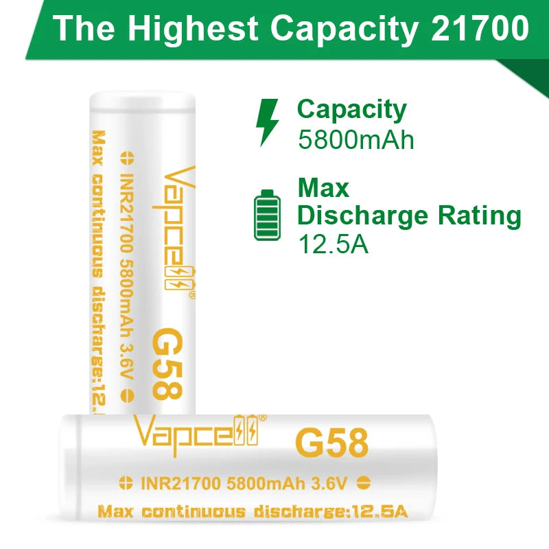 Vapcell G58 21700 5800Mah 12.5A