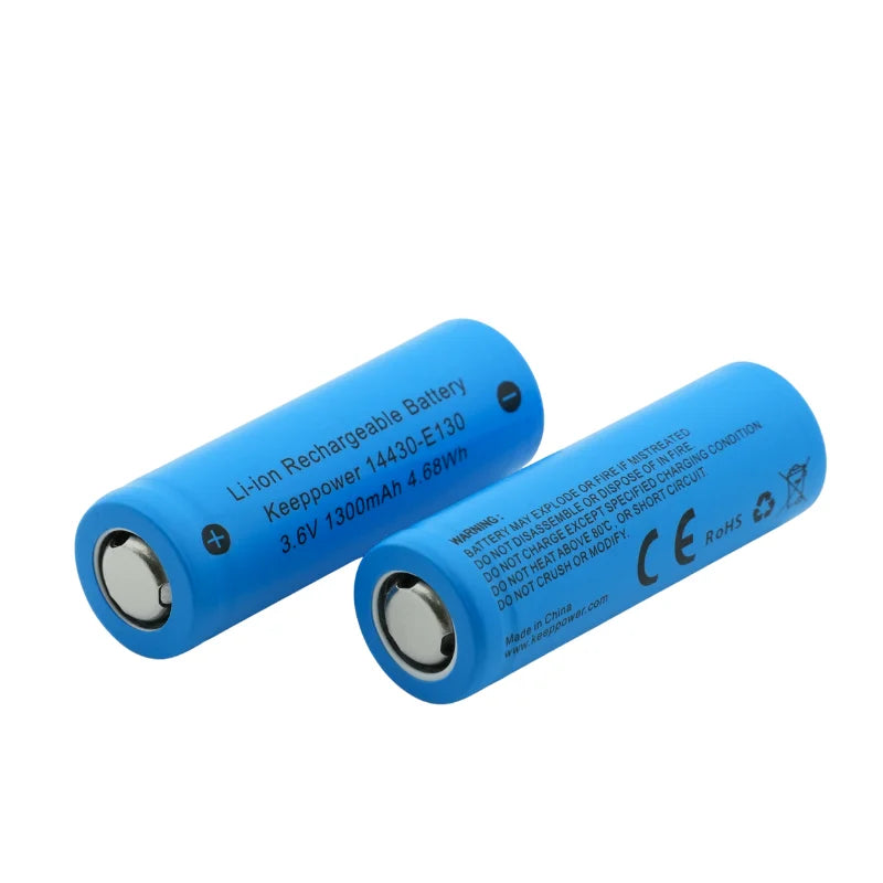 Keeppower 14430 E130 1300mAh 3.7V Li-ion Rechargeable Battery