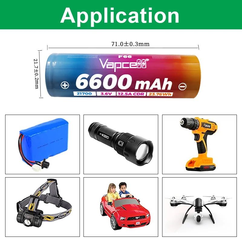 Vapcell F66 6600mAh 21700 Battery