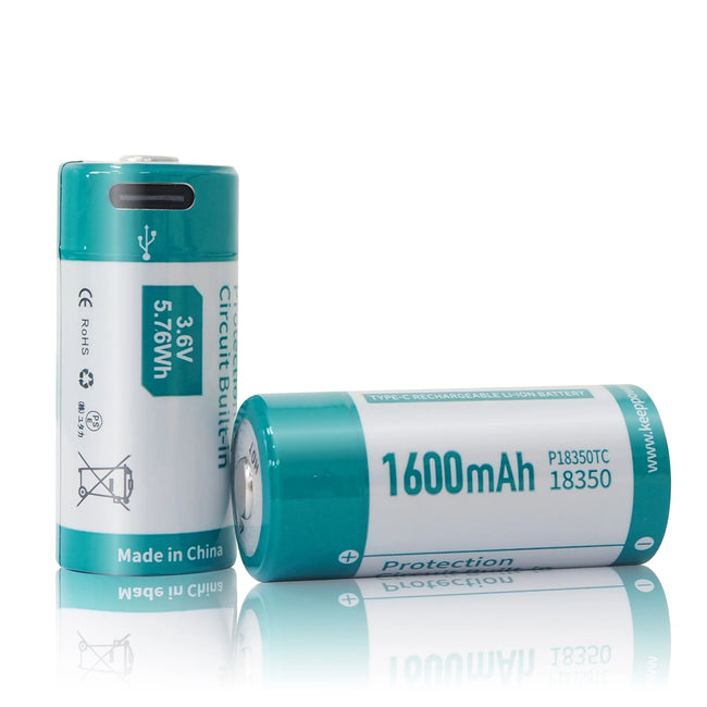 Keeppower P18350TC TYPE-C 1600mAh 18350 Li-ion Battery