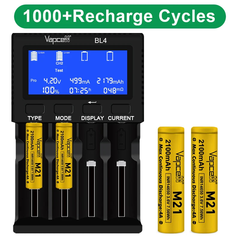 Vapcell INR14650 M21 2100mah 4A Lithium Ion Batteries