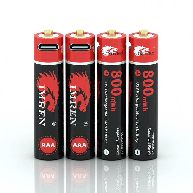IMREN 1.5V AAA 800MWH Micro-USB Port Rechargeable Lithium Battery