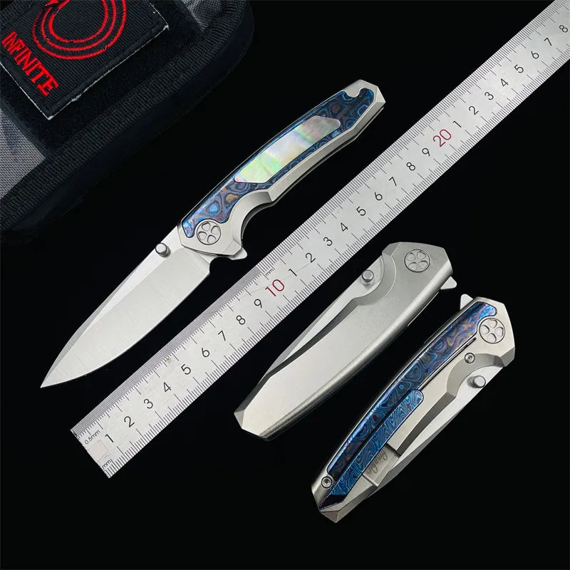 INFINITE Tattoo M390 Blade Titanium HandleFolding Knife