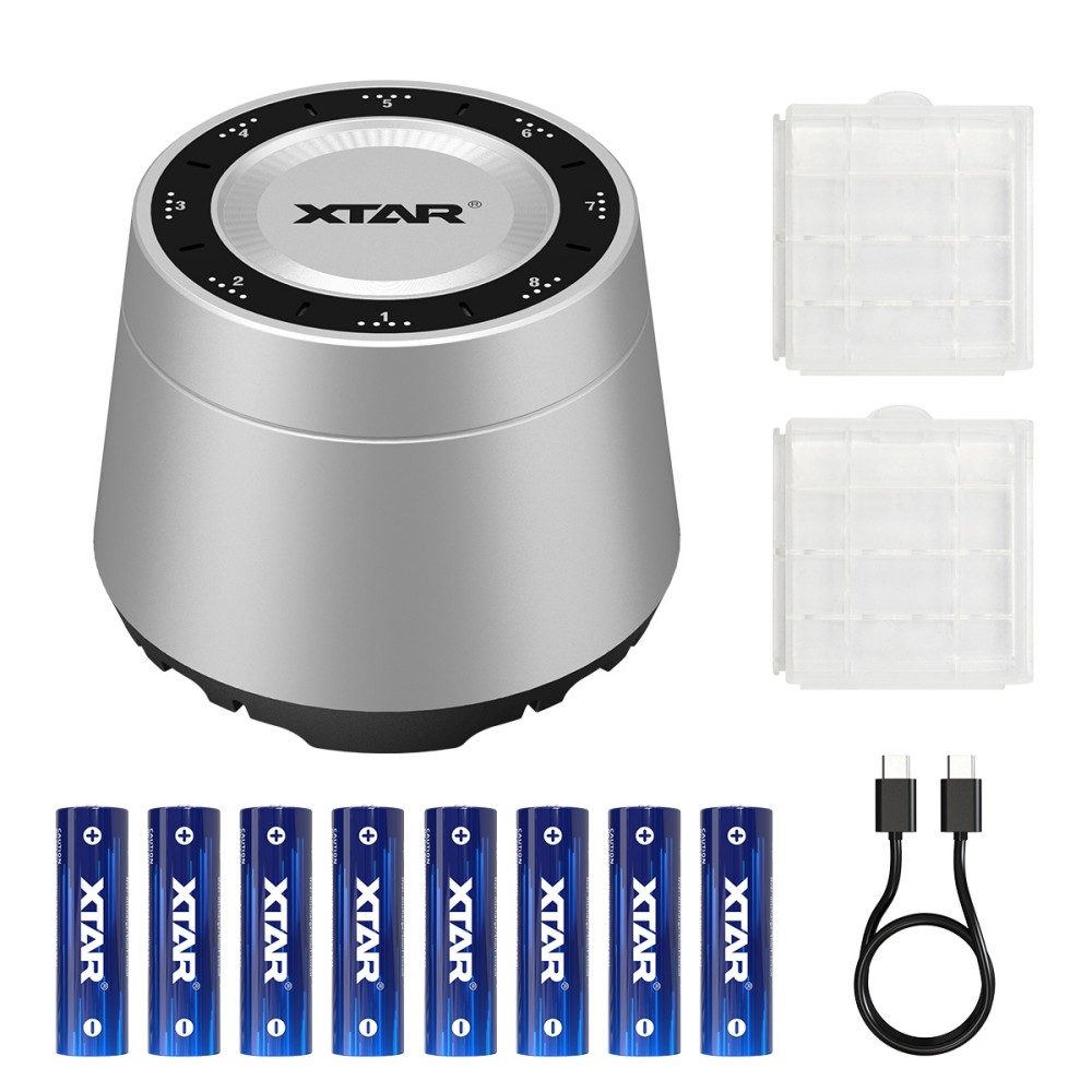 Xtar L8 BOX 8-Slot Rechargeable Battery Charger for AA/AAA 1.5V Li-ion and 1.2V NI-MH Batteries