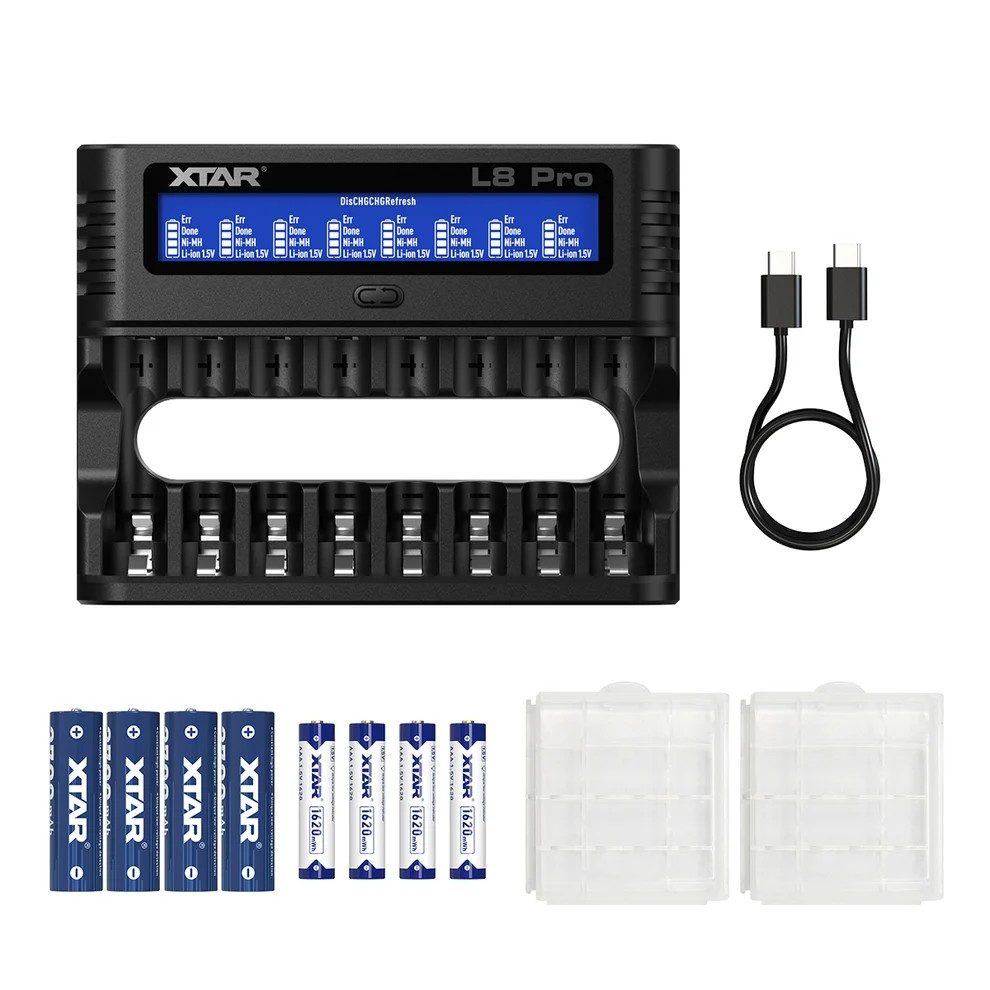 XTAR L8 Pro Smart Charger for AA/AAA 1.2V NI-MH and 1.5V Li-ion battery