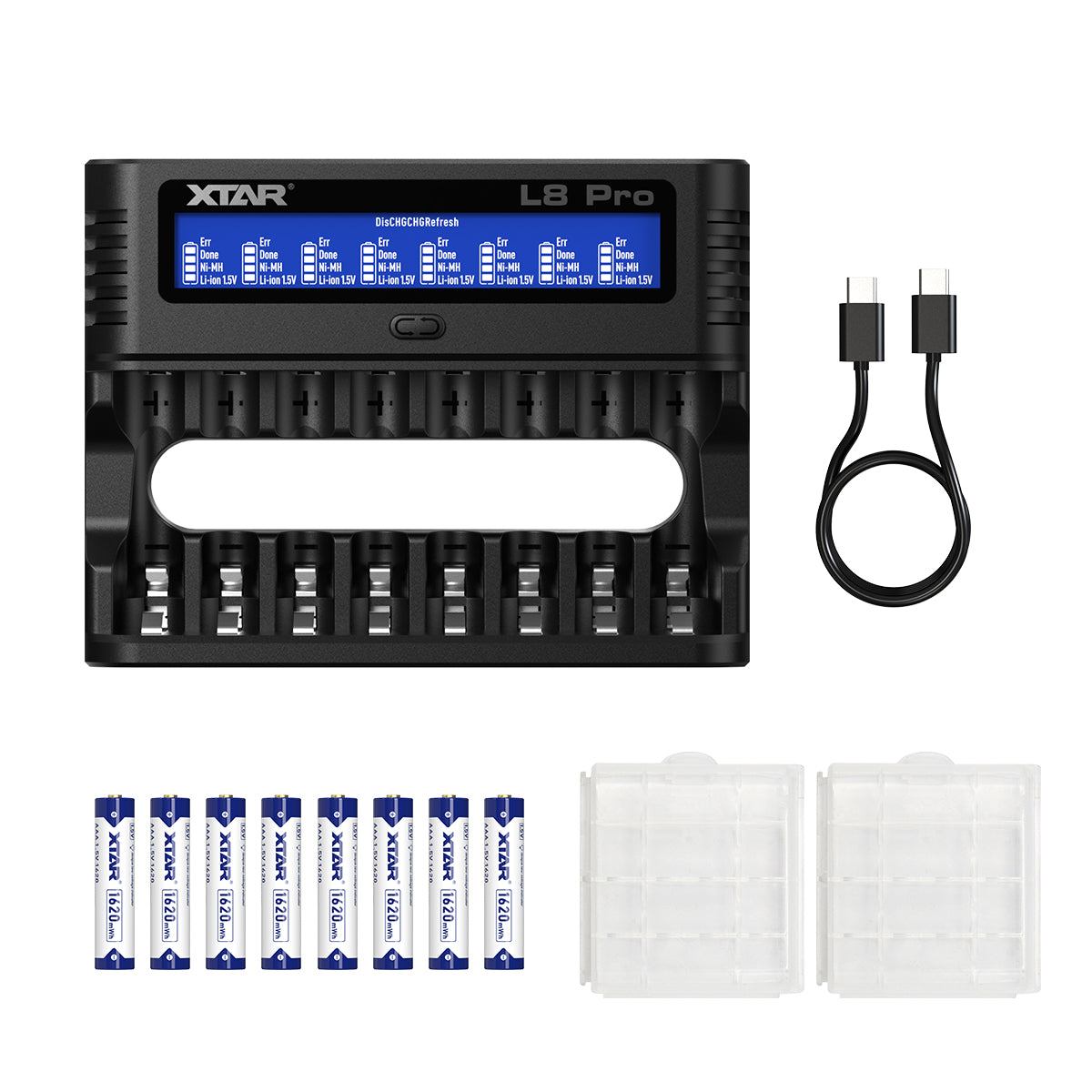 XTAR L8 Pro Smart Charger for AA/AAA 1.2V NI-MH and 1.5V Li-ion battery