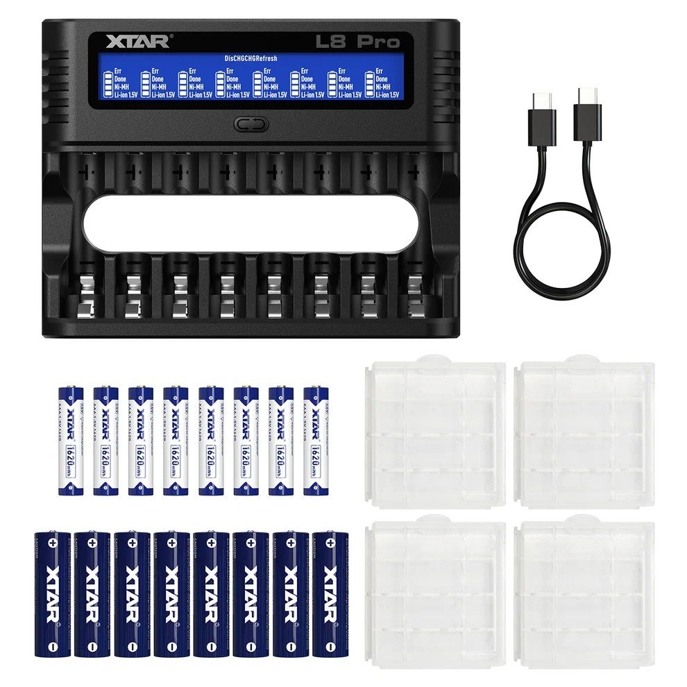 XTAR L8 Pro Smart Charger for AA/AAA 1.2V NI-MH and 1.5V Li-ion battery