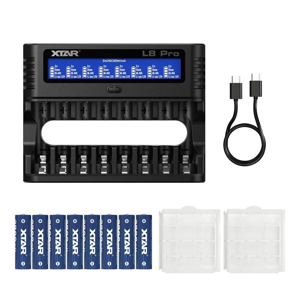 XTAR L8 Pro Smart Charger for AA/AAA 1.2V NI-MH and 1.5V Li-ion battery