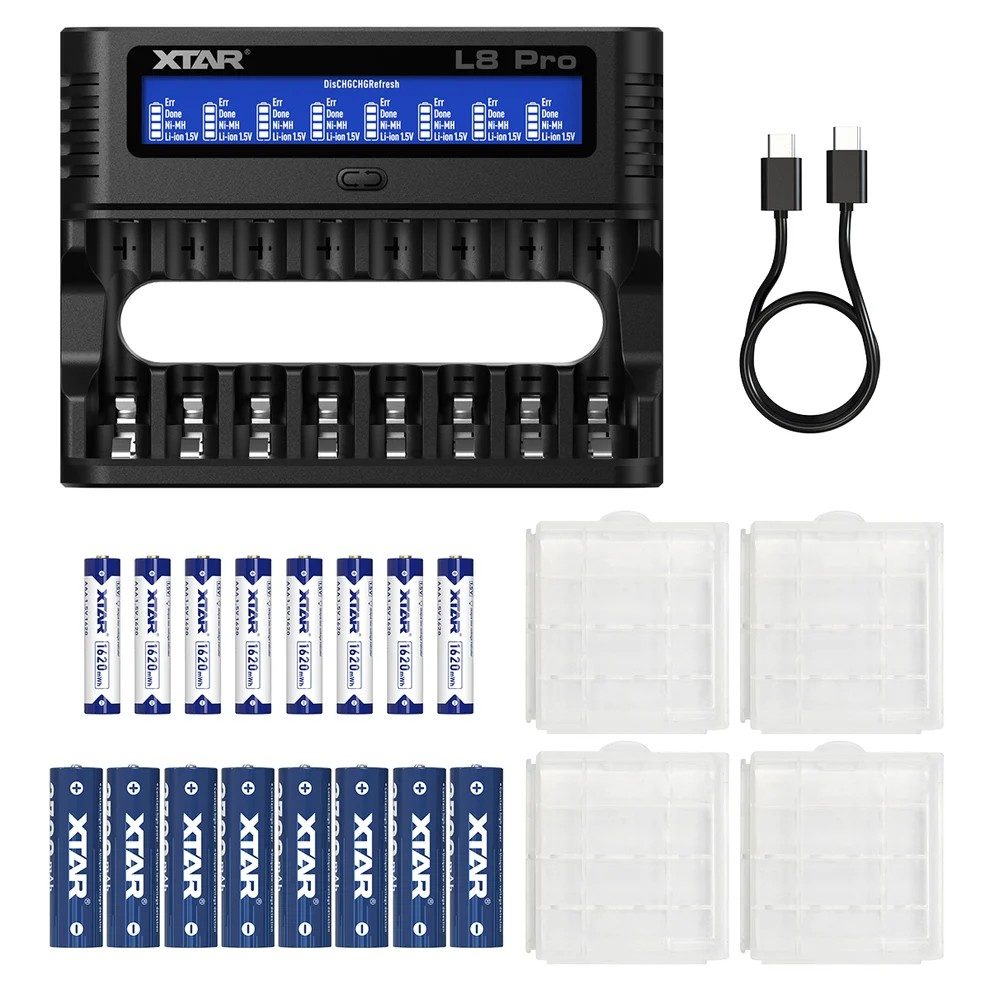 XTAR L8 Pro Smart Charger for AA/AAA 1.2V NI-MH and 1.5V Li-ion battery