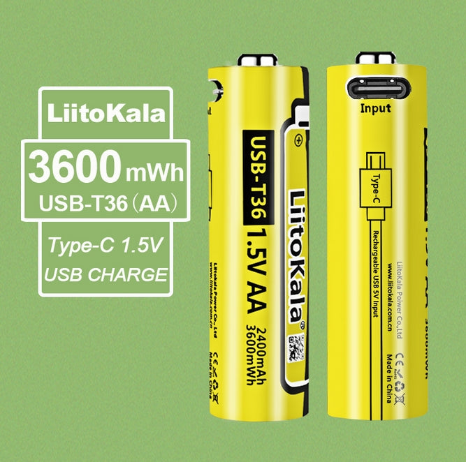 LiitoKala USB-T36 1.5V AA 2400mAh Battery